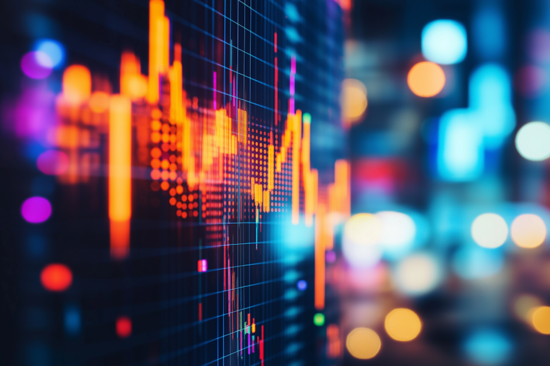Gráficos de tendencias del mercado financiero y análisis de datos